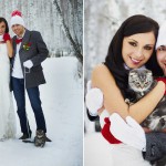 свадебная фотосессия зимой яркие аксесуары
